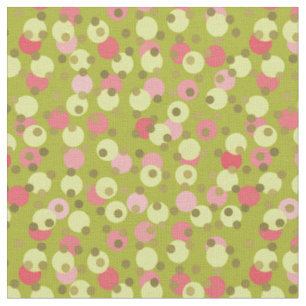 Tissu rose, olive, or pâle et pois vert pois