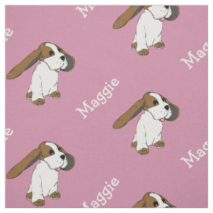 Tissu Rose Pâle au Nom Chien Beagle à la Coupe