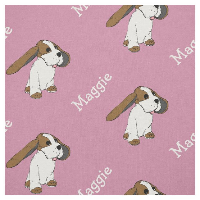 Tissu Rose Pâle au Nom Chien Beagle à la Coupe (Échantillon)