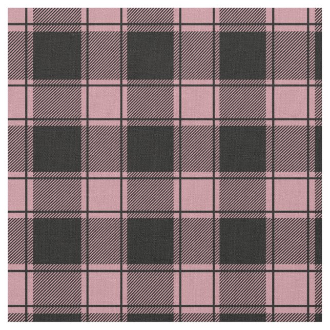 Tissu Rose pâle et carreaux plaid buffle noir (Fermer)