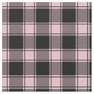 Tissu Rose pâle et carreaux plaid noir et blanc
