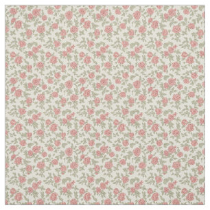 Tissu Rose Pâle et Sauge Nostalgique des Années 1940 Fle