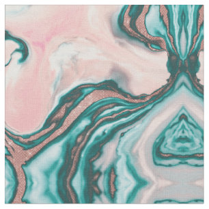 Tissu Rose Parties scintillant or rose Turquoise marbre 
