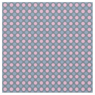 Tissu rose poudré et pois bleus