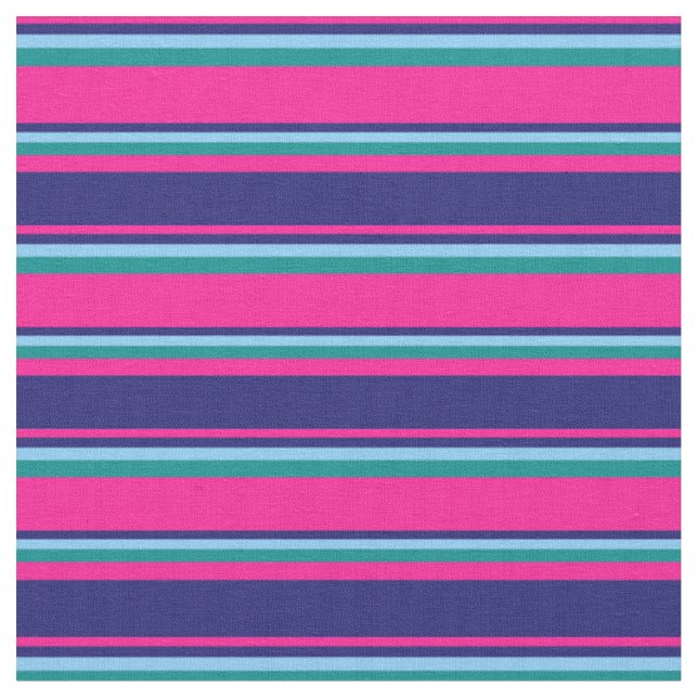 Tissu Rose profond, Bleu de minuit, Ciel clair et Cyan (Fermer)