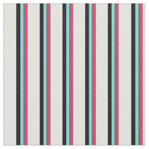 Tissu Rose profond, vert, bleu ciel, noir et blanc