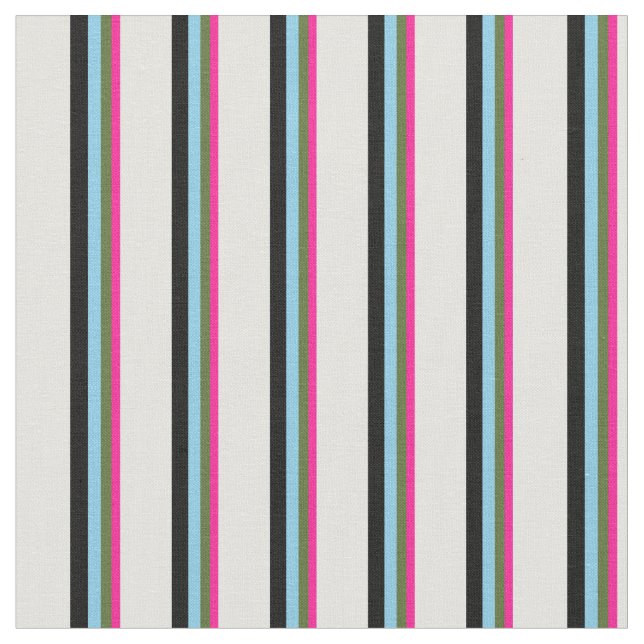 Tissu Rose profond, vert, bleu ciel, noir et blanc (Fermer)