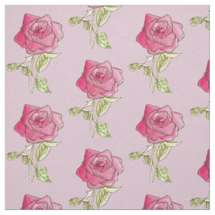 Tissu Rose rose amoureux Mauve