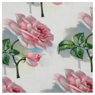 Tissu Rose rose de beauté sur le motif gris de milieu de