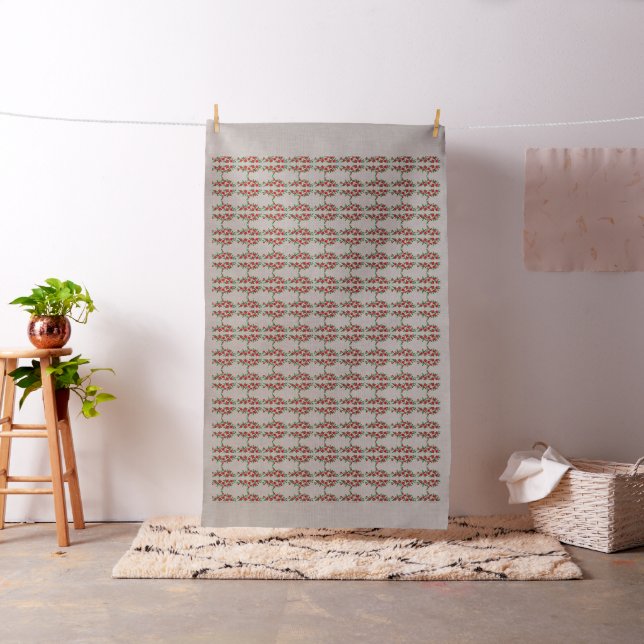 Tissu Rose rouge avec pétales détaillés, représenté dans (In Situ)
