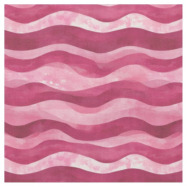 Tissu Rose sur Aquarelle rose Lignes ondulées (Fermer)