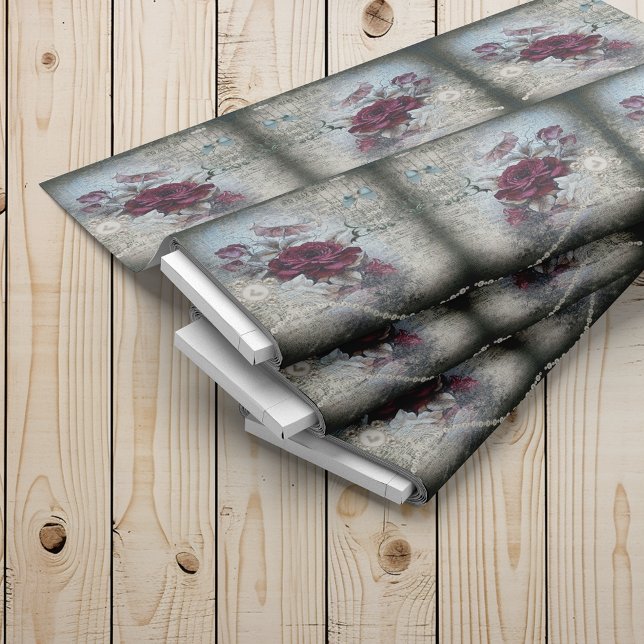 Tissu Rose victorien Ephemera Mirror Motif (Créateur téléchargé)