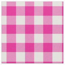 Rose vif et carreaux gingham blanc