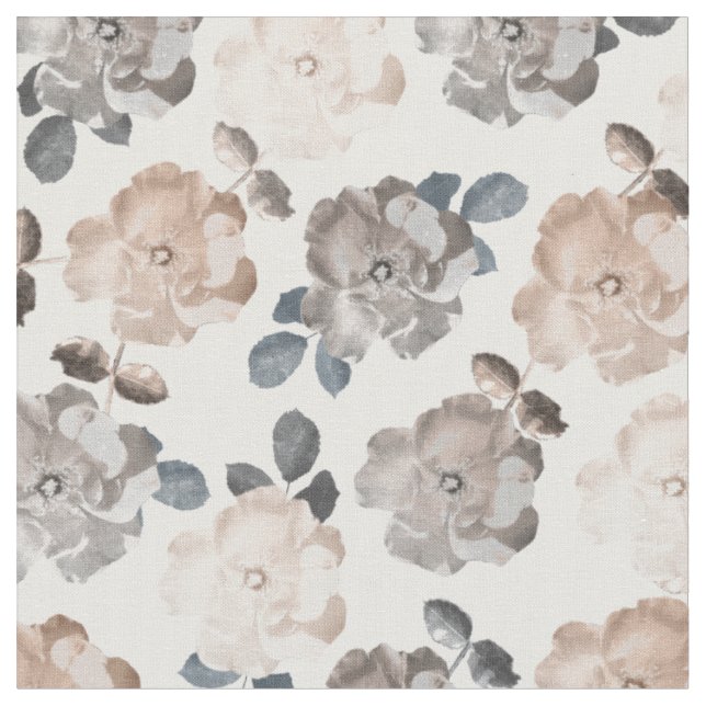 Tissu Rose vintage blanc Répétition Motif coton (Fermer)