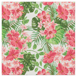 Tissu rose vintage de palmettes de fleur de ketmie
