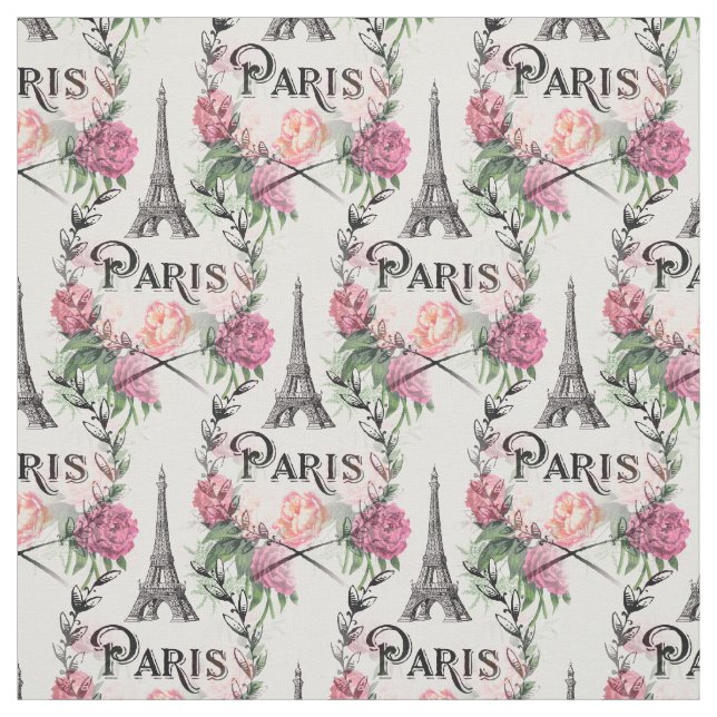 Tissu rose vintage de roses de Paris (Échantillon)