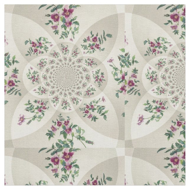 Tissu Rose vintage Mandala (Fermer)