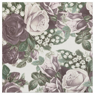 Tissu Roses blancs de Bohème vintages de Bourgogne