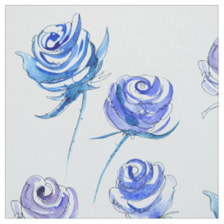 Tissu Roses bleus lumineux