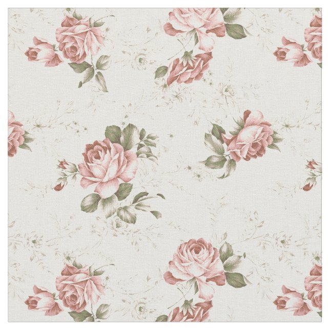 Tissu Roses blush romantiques - Arrière - plan blanc (Fermer)