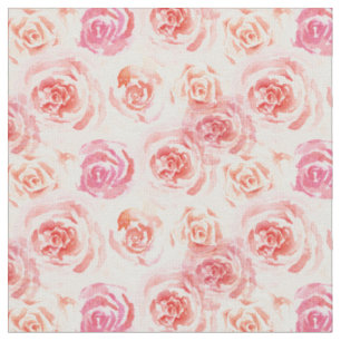 Tissu Roses d'aquarelle en rose et rose orange