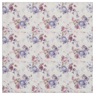 Tissu Roses d'aquarelle en violet et bleu