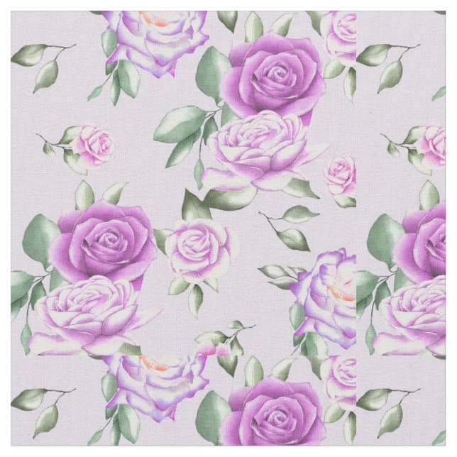 Tissu Roses d'aquarelle Lavender (Fermer)