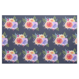 Tissu Roses d'aquarelle moderne Floral Bouquet Motif