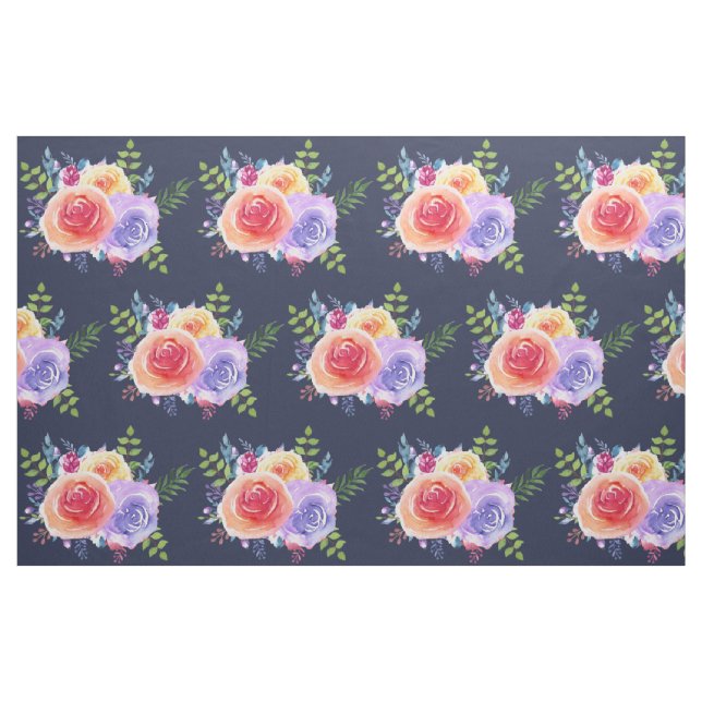 Tissu Roses d'aquarelle moderne Floral Bouquet Motif (Fat Quarter)