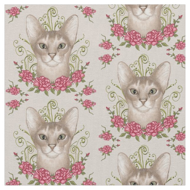 Tissu Roses de chats abyssiniques (Fermer)