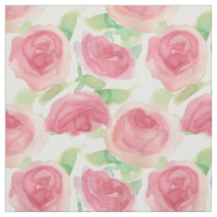 Tissu Roses de chou rose floral country anglais