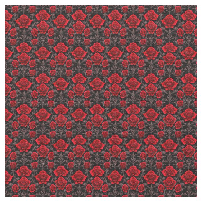 Tissu Roses de goth rouge et noir (Fermer)