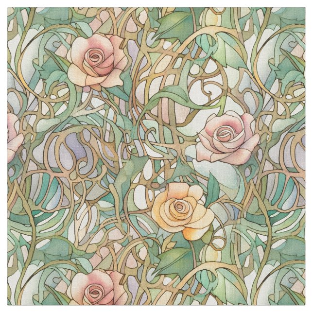Tissu Roses élégantes Art nouveau (Fermer)