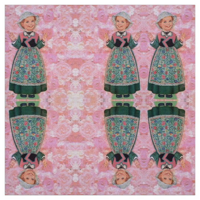 Tissu Roses et Poupées (Échantillon)
