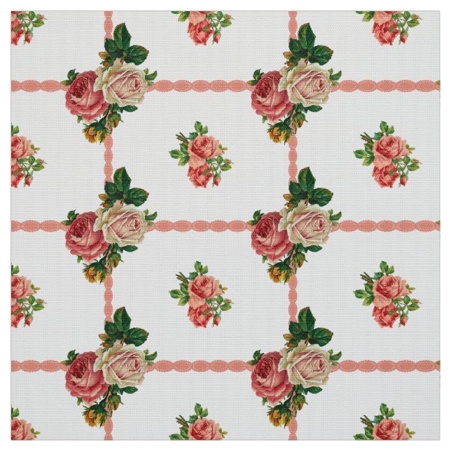 Tissu Roses et rubans vintages pour filles (Échantillon)