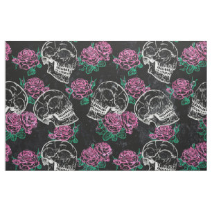 Tissu Roses Ombre crâne sucre   Funky Pastel Grunge Glam