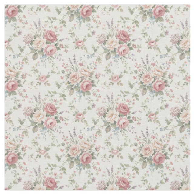 Tissu Roses Pastel Élégantes Shabby Chic (Fermer)