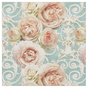 Tissu Roses roses d'héritage avec la damassé