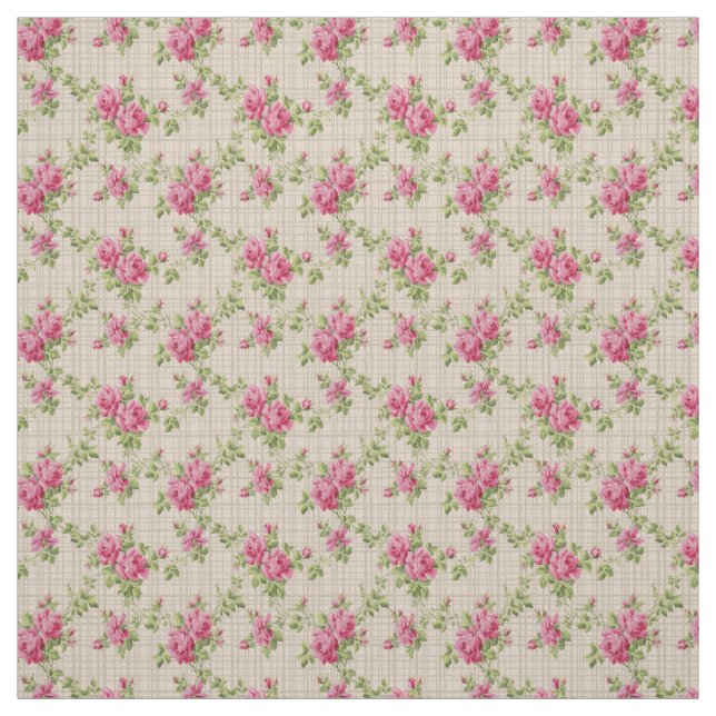 Tissu Roses roses peintes à la main (Échantillon)