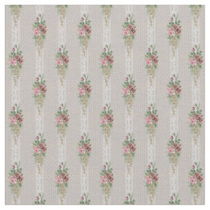 Tissu Roses roses roses victoriennes et dentelles blanch