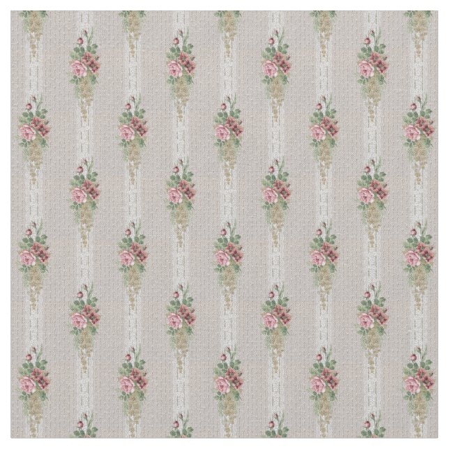 Tissu Roses roses roses victoriennes et rayures de dente (Fermer)