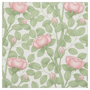 Tissu Roses roses sur fond blanc (petite échelle)