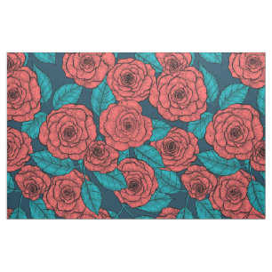 Tissu Roses rouges