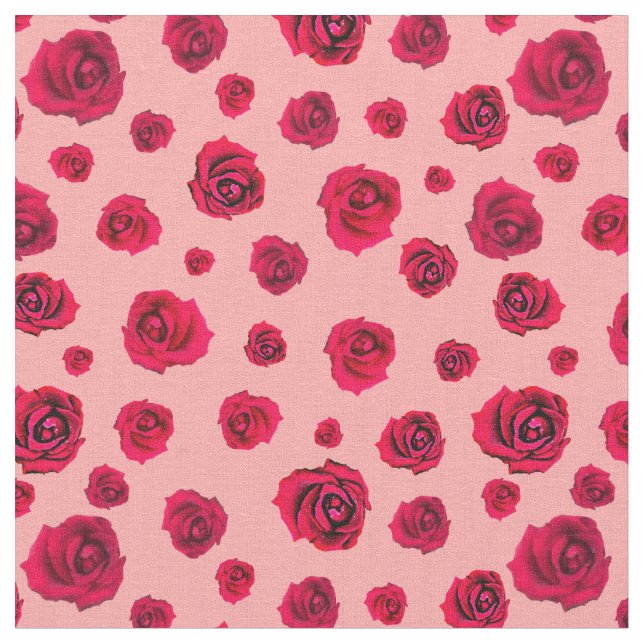 Tissu Roses rouges en rose (Fermer)