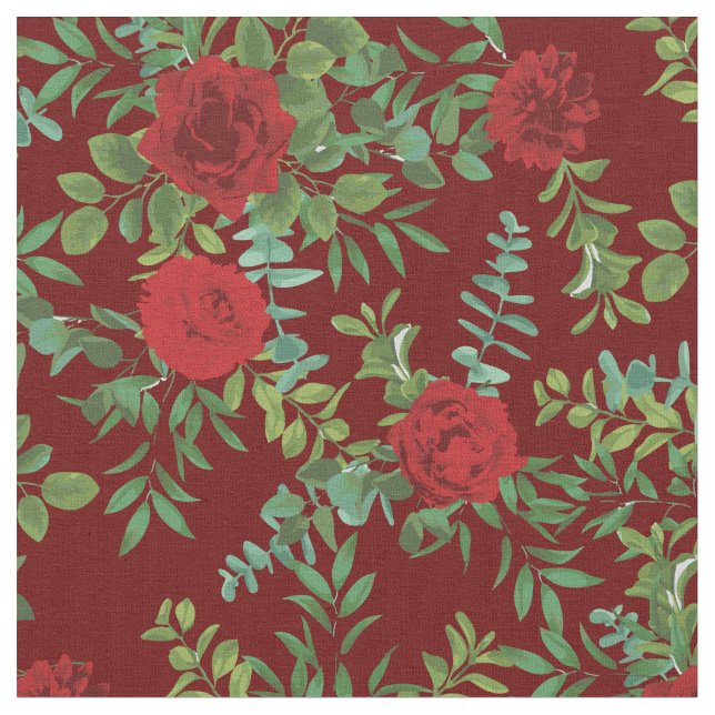 Tissu Roses rouges Fleurs florales (Fermer)