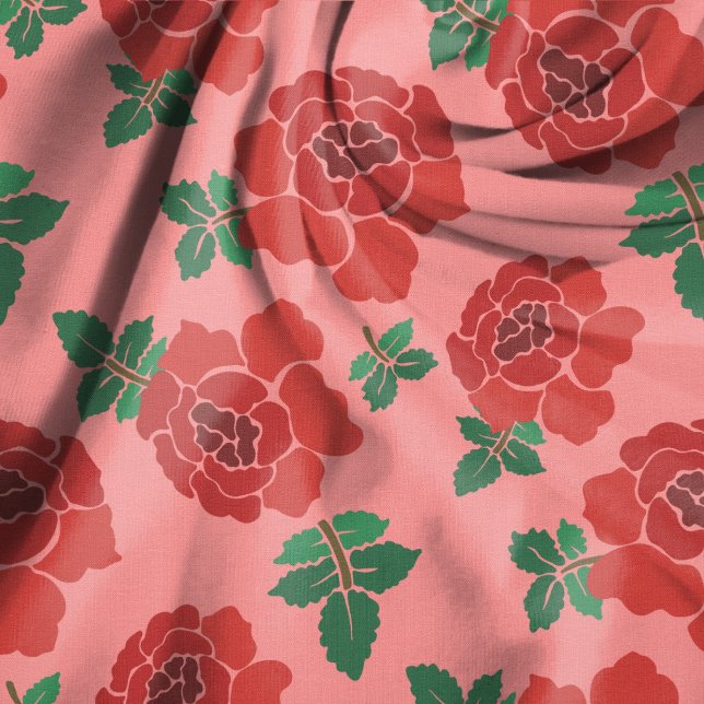 Tissu Roses Rouges Motif Sans Couture Illustré (Créateur téléchargé)
