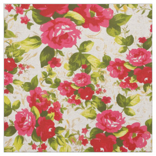 Tissu Roses rouges vintages