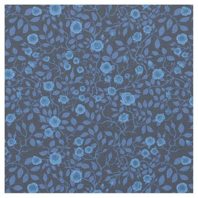 Tissu Roses sauvages en bleu (Fermer)