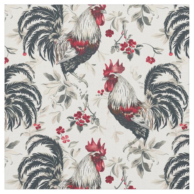 Tissu Roster rouge et blanc vintage (Fermer)