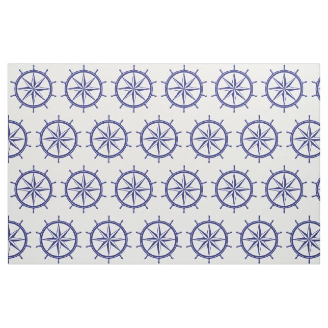 Tissu Roue bleue et blanche nautique de bateau (Fat Quarter)